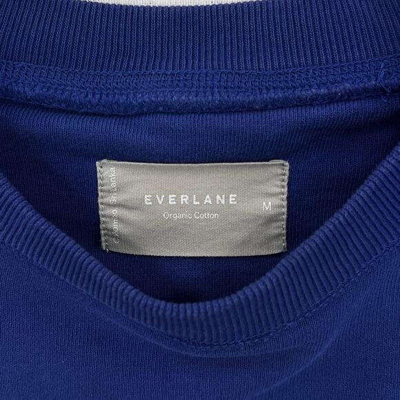 EVERLANE Long Sleeve Cropped Crewneck Sweatshirt Womens Medium Blue Relaxed - Picture 9 of 14